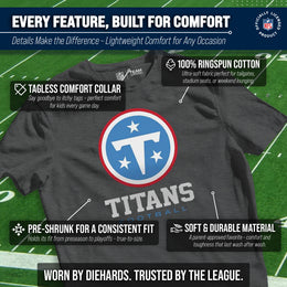 Tennessee Titans  Youth NFL Logo Short Sleeve Tee - Heather Charcoal