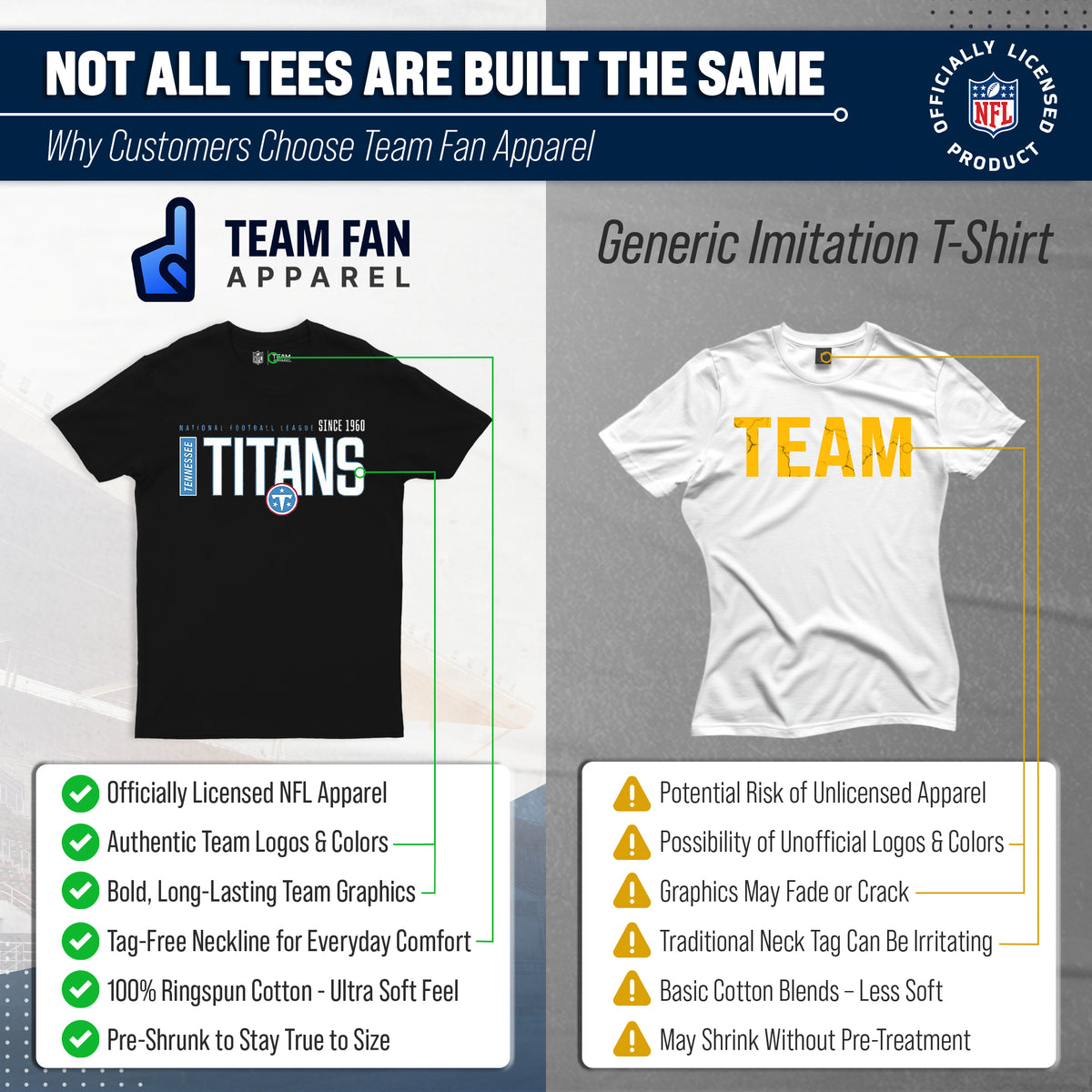 Tennessee Titans NFL Adult Modern Endzone Tag-Less T-Shirt - Black