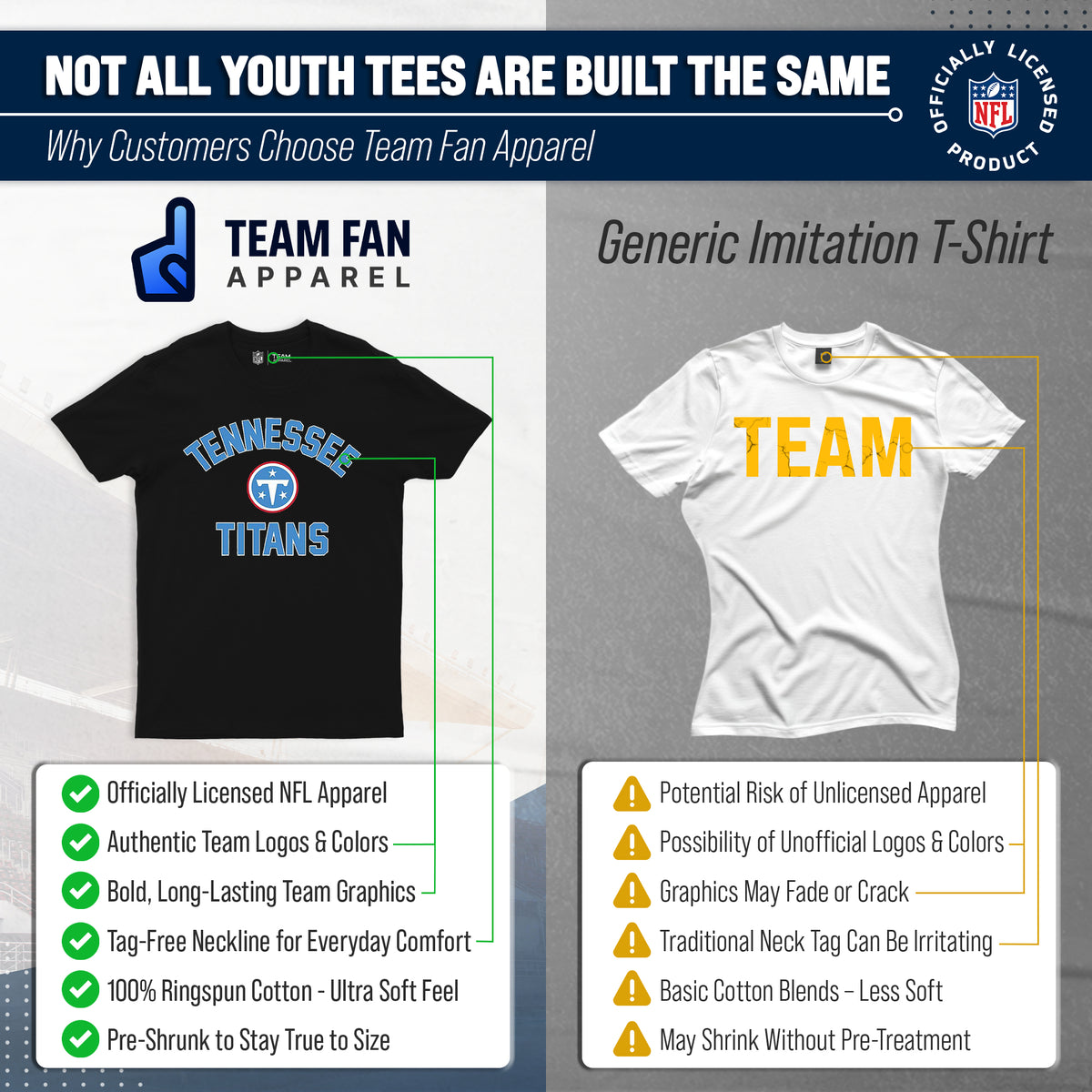 Tennessee Titans NFL Youth Gameday Football T-Shirt - Black