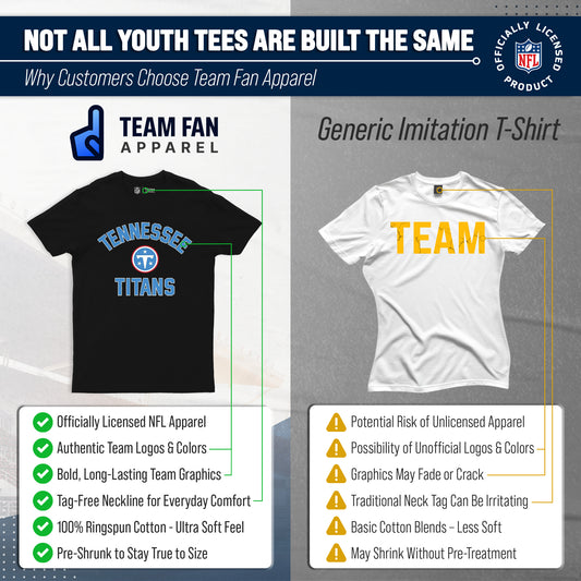 Tennessee Titans  NFL Youth Football T-Shirt Fan Tee Boys and Girls - Black
