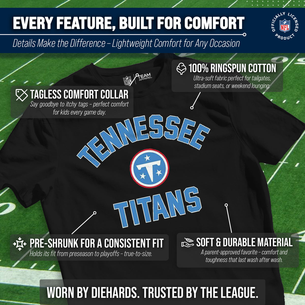 Tennessee Titans NFL Youth Gameday Football T-Shirt - Black