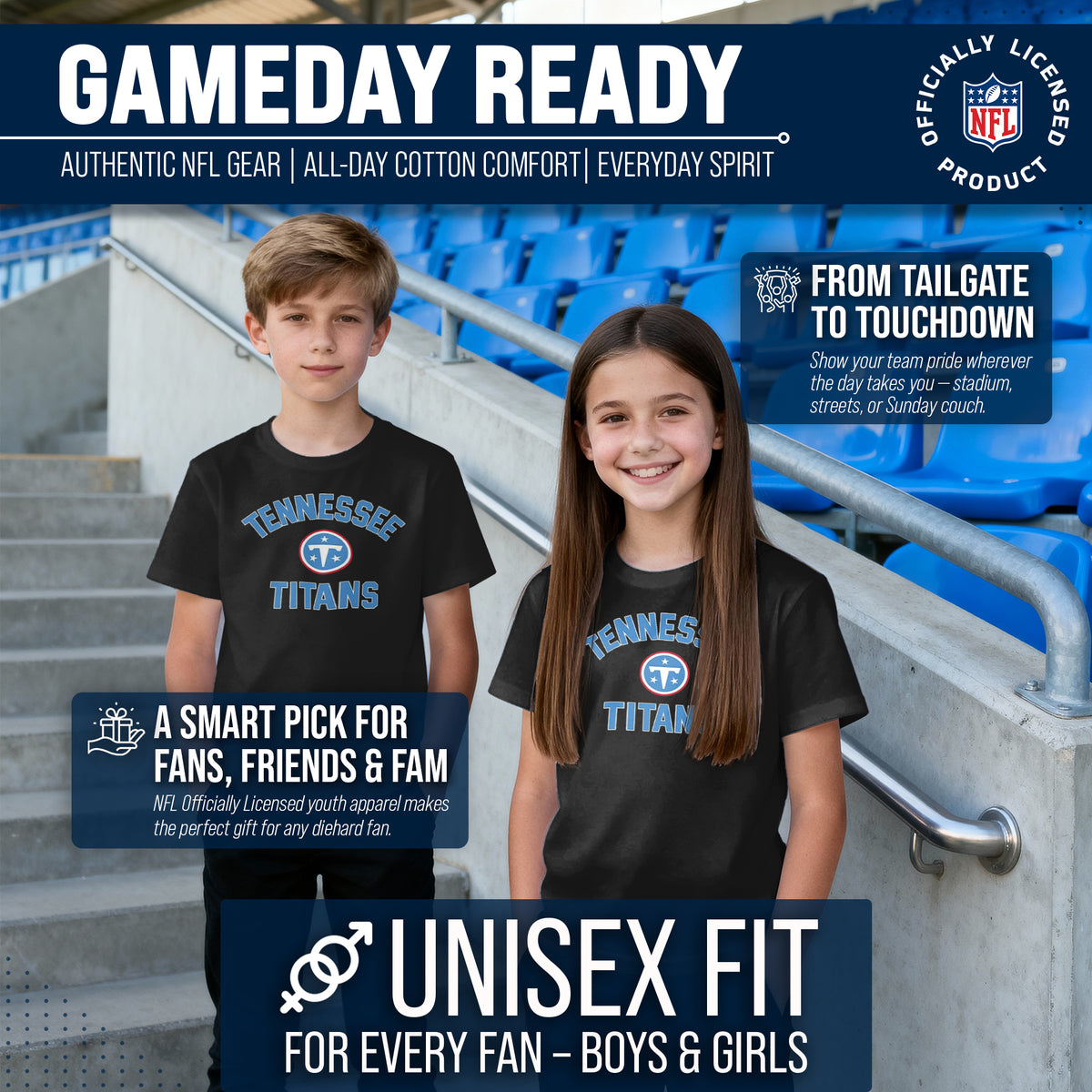 Tennessee Titans NFL Youth Gameday Football T-Shirt - Black