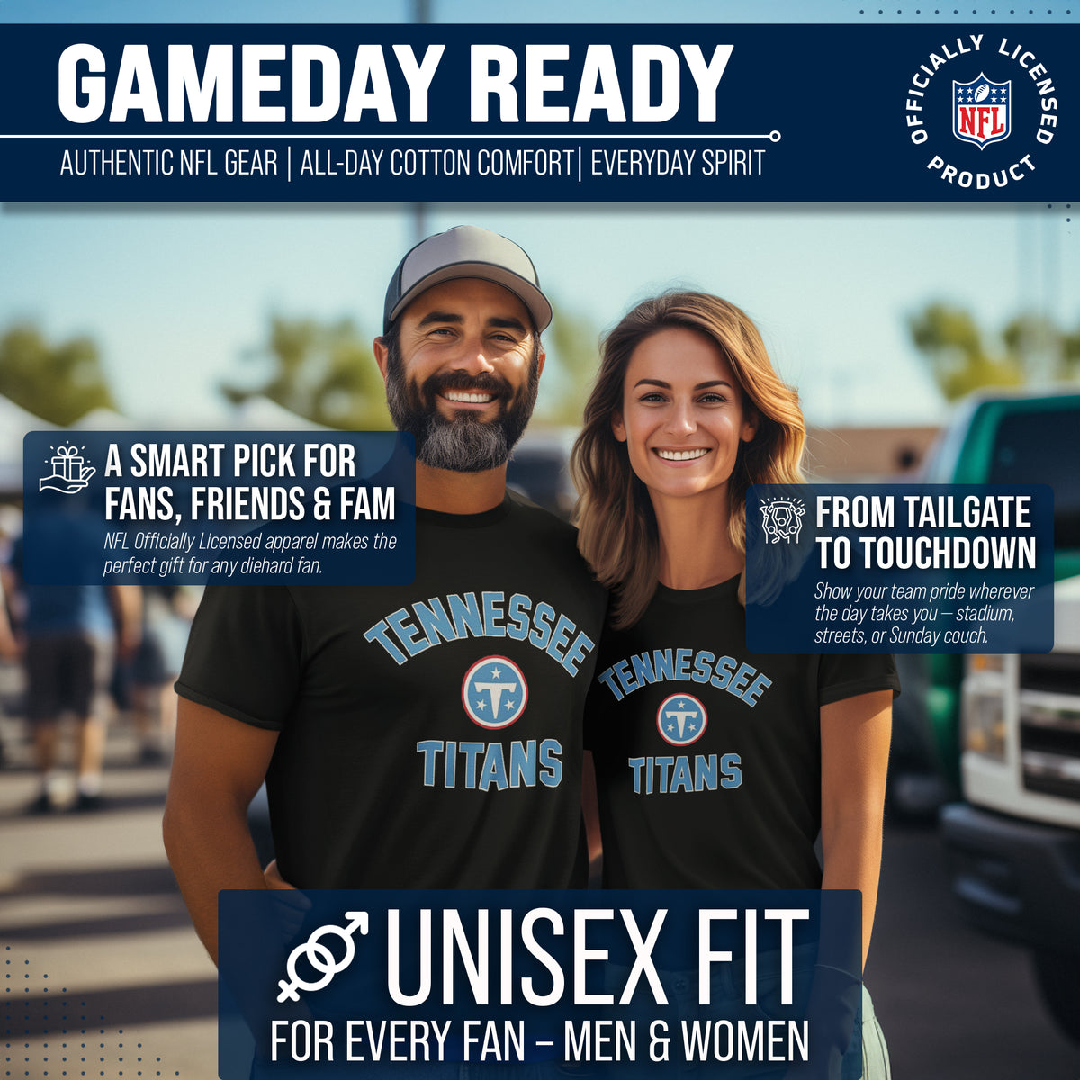 Tennessee Titans NFL Gameday T-Shirt for Men and Women - Black