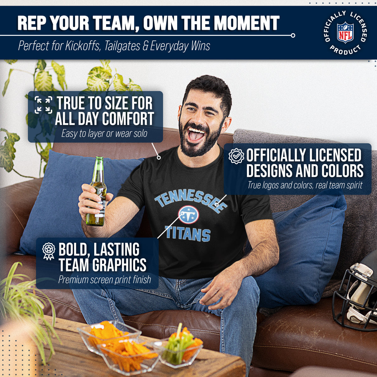 Tennessee Titans NFL Gameday T-Shirt for Men and Women - Black