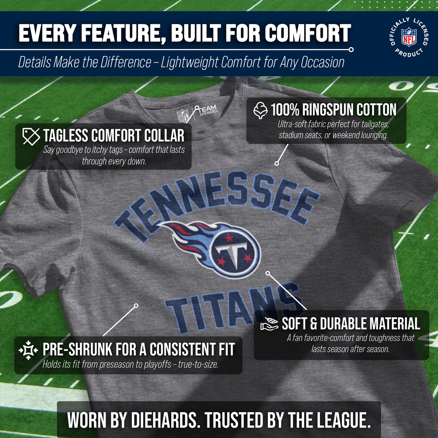 Tennessee Titans NFL Adult Gameday T-Shirt - Sport Gray