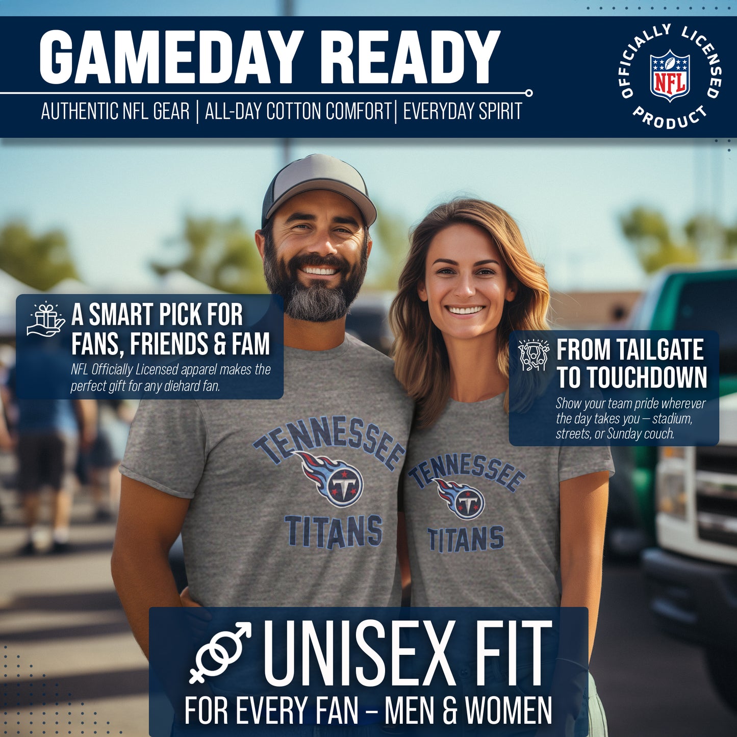 Tennessee Titans NFL Adult Gameday T-Shirt - Sport Gray