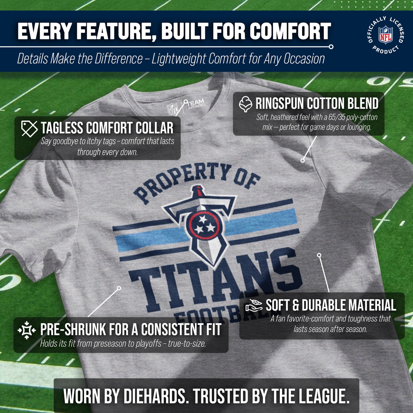 Tennessee Titans NFL Adult Property Of T-Shirt - Sport Gray