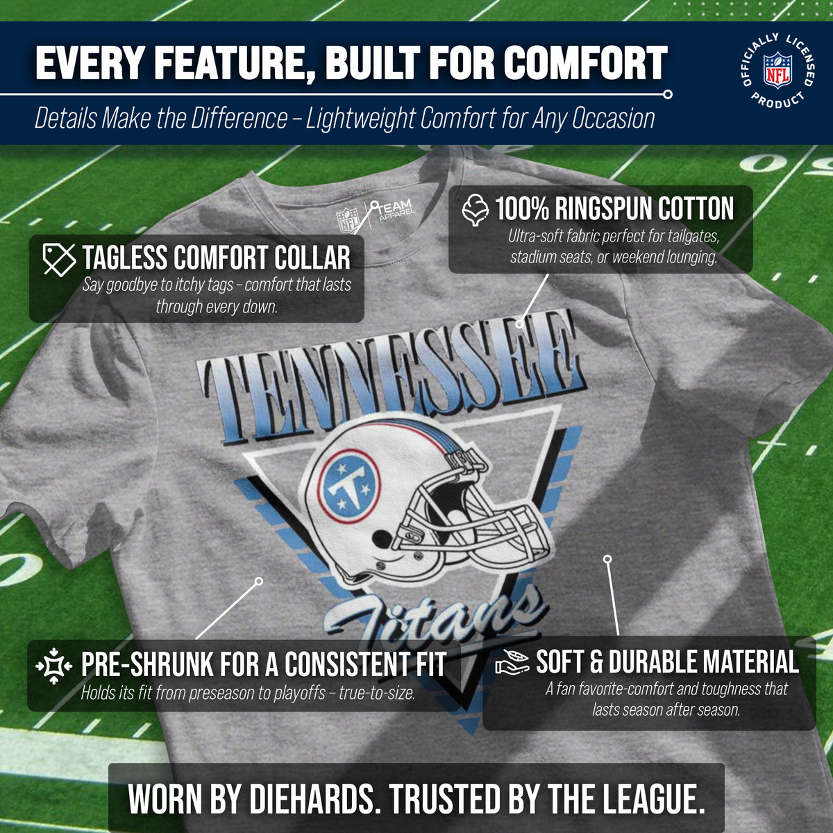 Tennessee Titans  NFL Officially Licensed Retro Triangle T-Shirt Unisex - Sport Gray