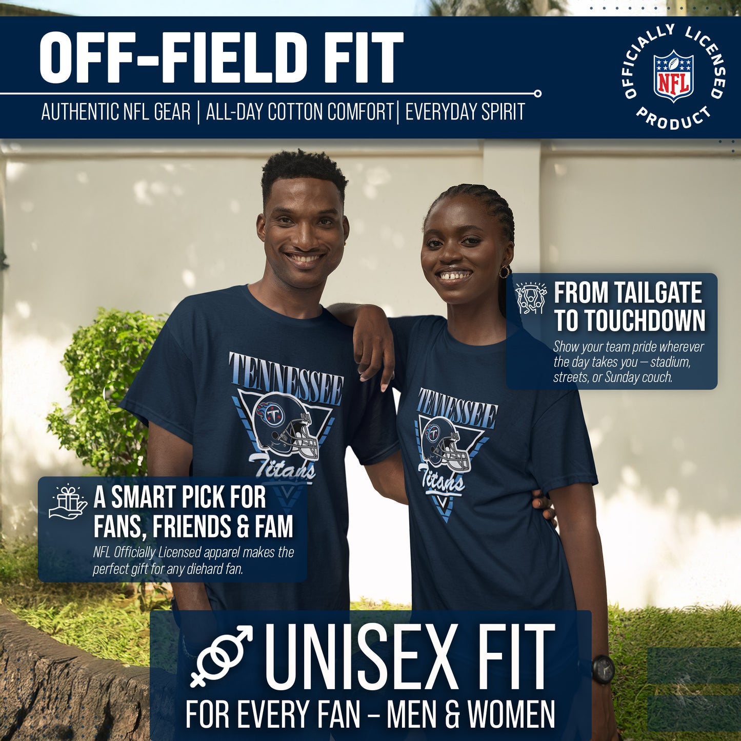 Tennessee Titans NFL Adult Retro Triangle Unisex T-Shirt - Navy