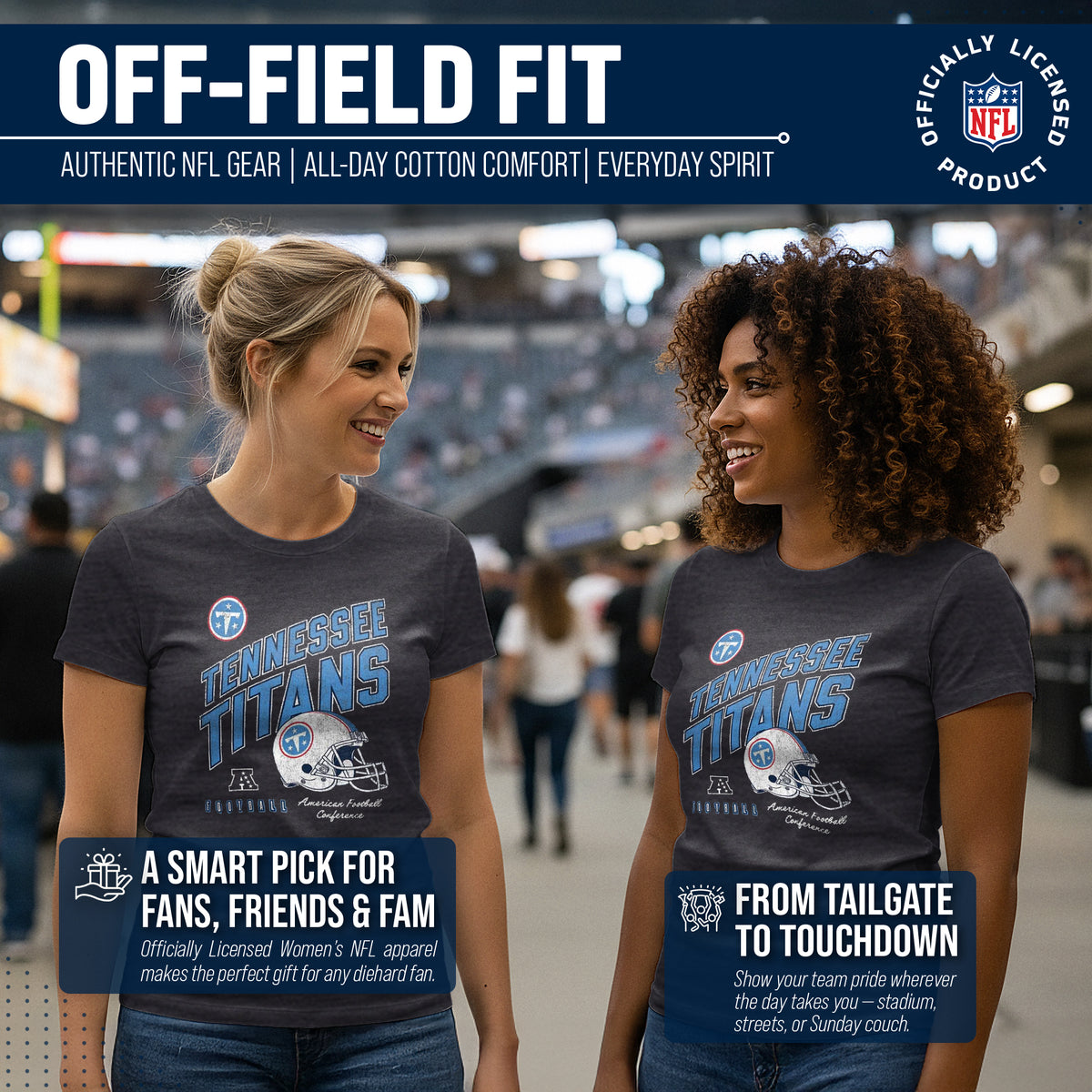Tennessee Titans  Women's Distressed Helmet T-Shirt - Heather Charcoal