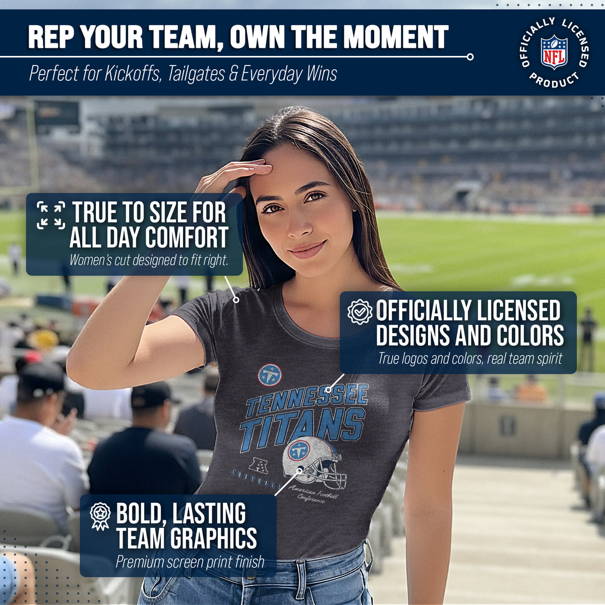 Tennessee Titans  Women's Distressed Helmet T-Shirt - Heather Charcoal