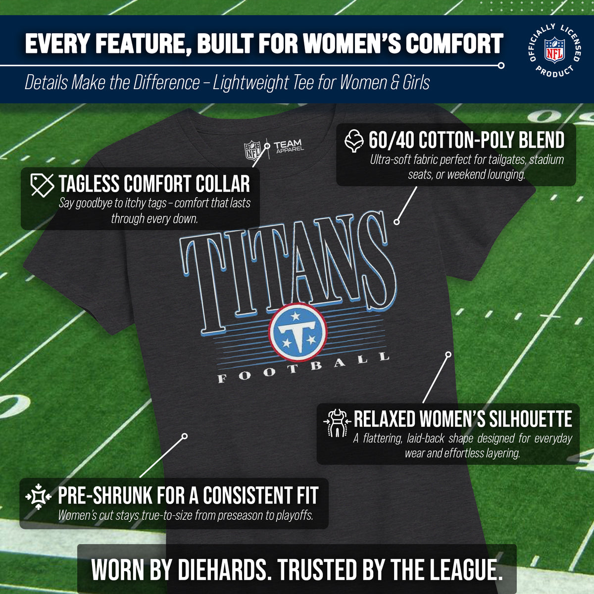Tennessee Titans  Overtime Blueprint Women's NFL Short Sleeve T-Shirt - Black