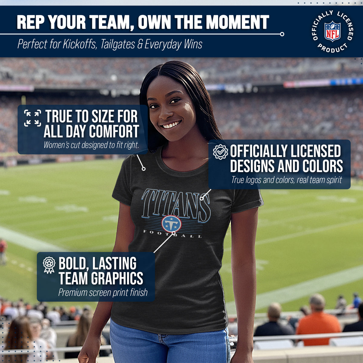 Tennessee Titans  Overtime Blueprint Women's NFL Short Sleeve T-Shirt - Black