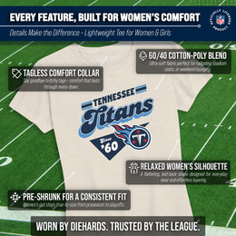 Tennessee Titans NFL Womens Vintage Charm Tag-Less Soft T-Shirt - Birch