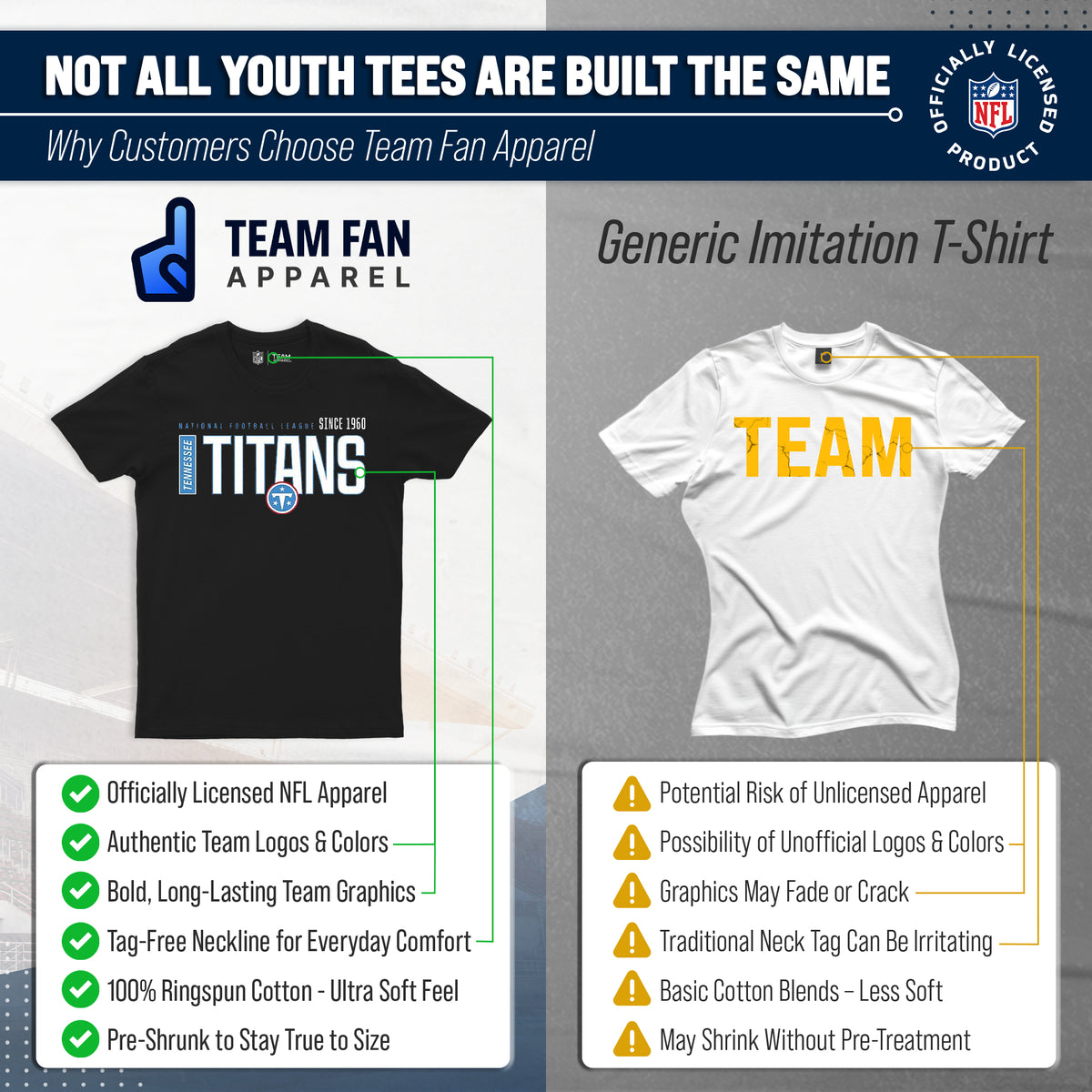 Tennessee Titans  NFL Youth Modern Endzone T-Shirt Boys Girls - Black