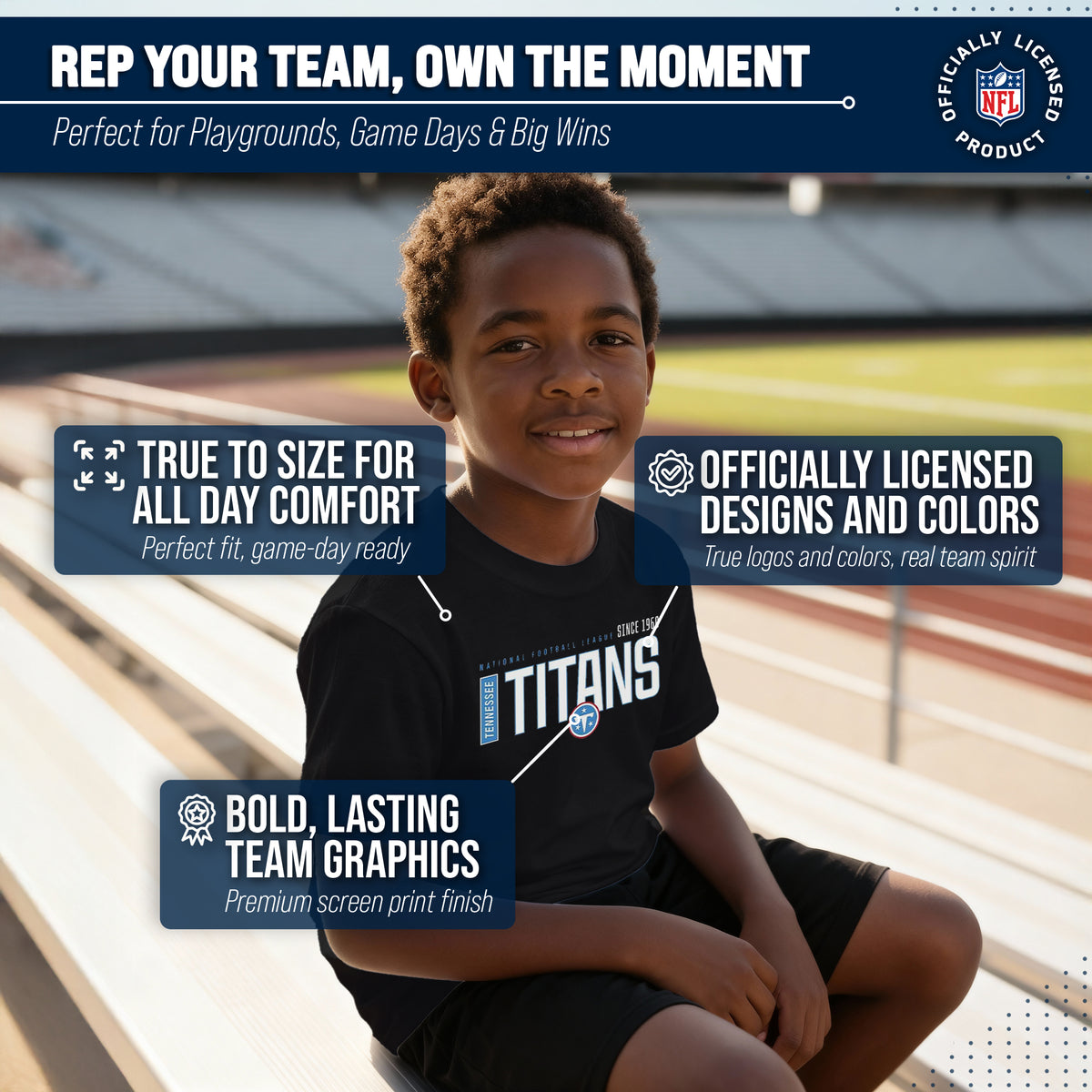 Tennessee Titans  NFL Youth Modern Endzone T-Shirt Boys Girls - Black