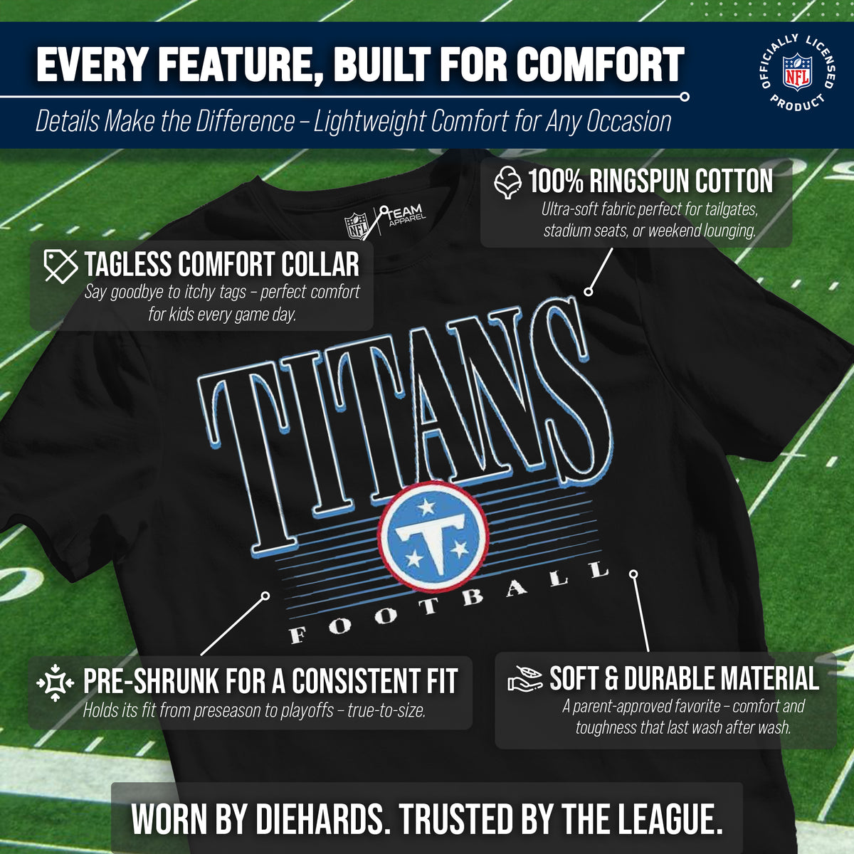 Tennessee Titans  NFL Youth Overtime Blueprint T-Shirt - Black