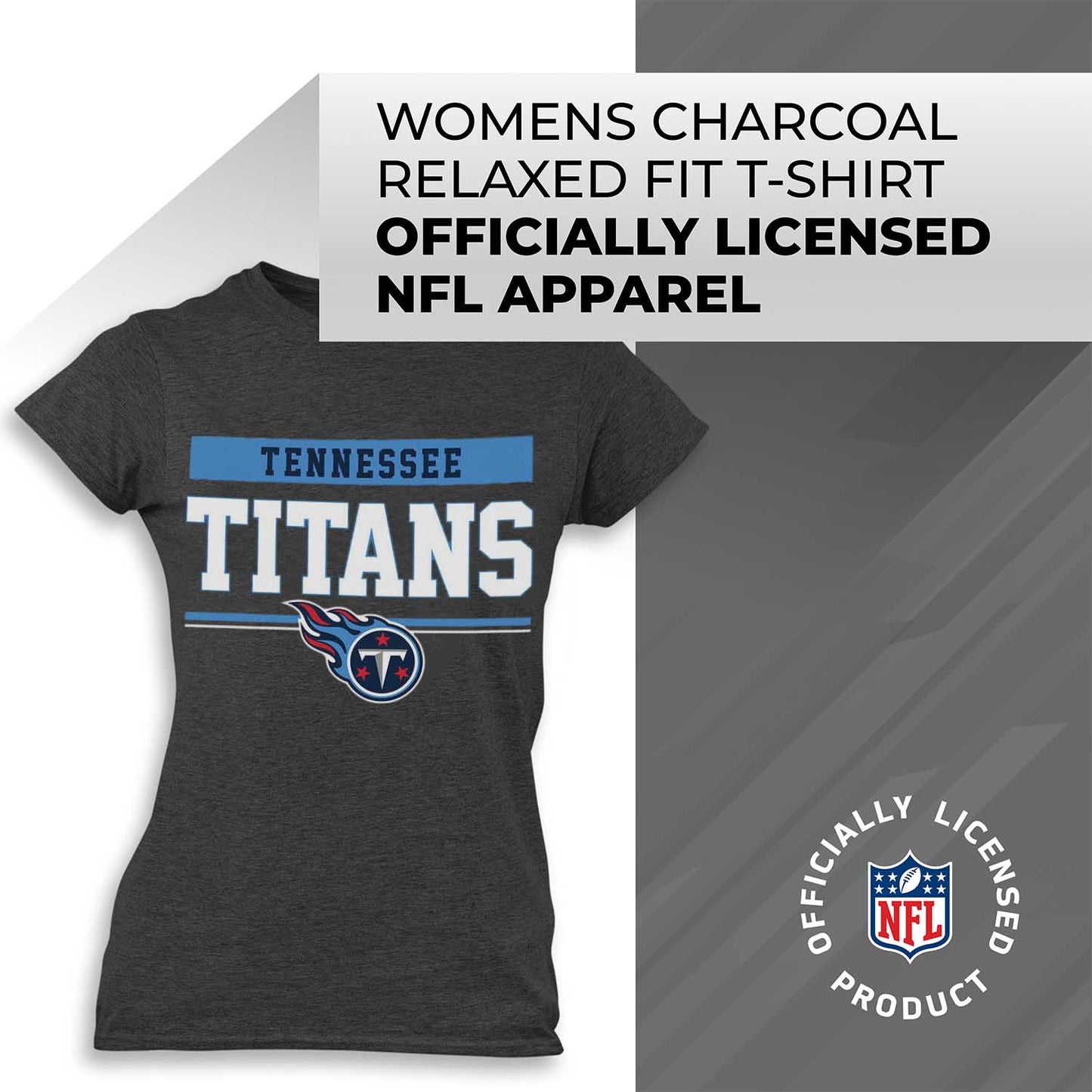 Tennessee Titans NFL Women's Team Block Plus Sized Relaxed Fit T-Shirt - Charcoal
