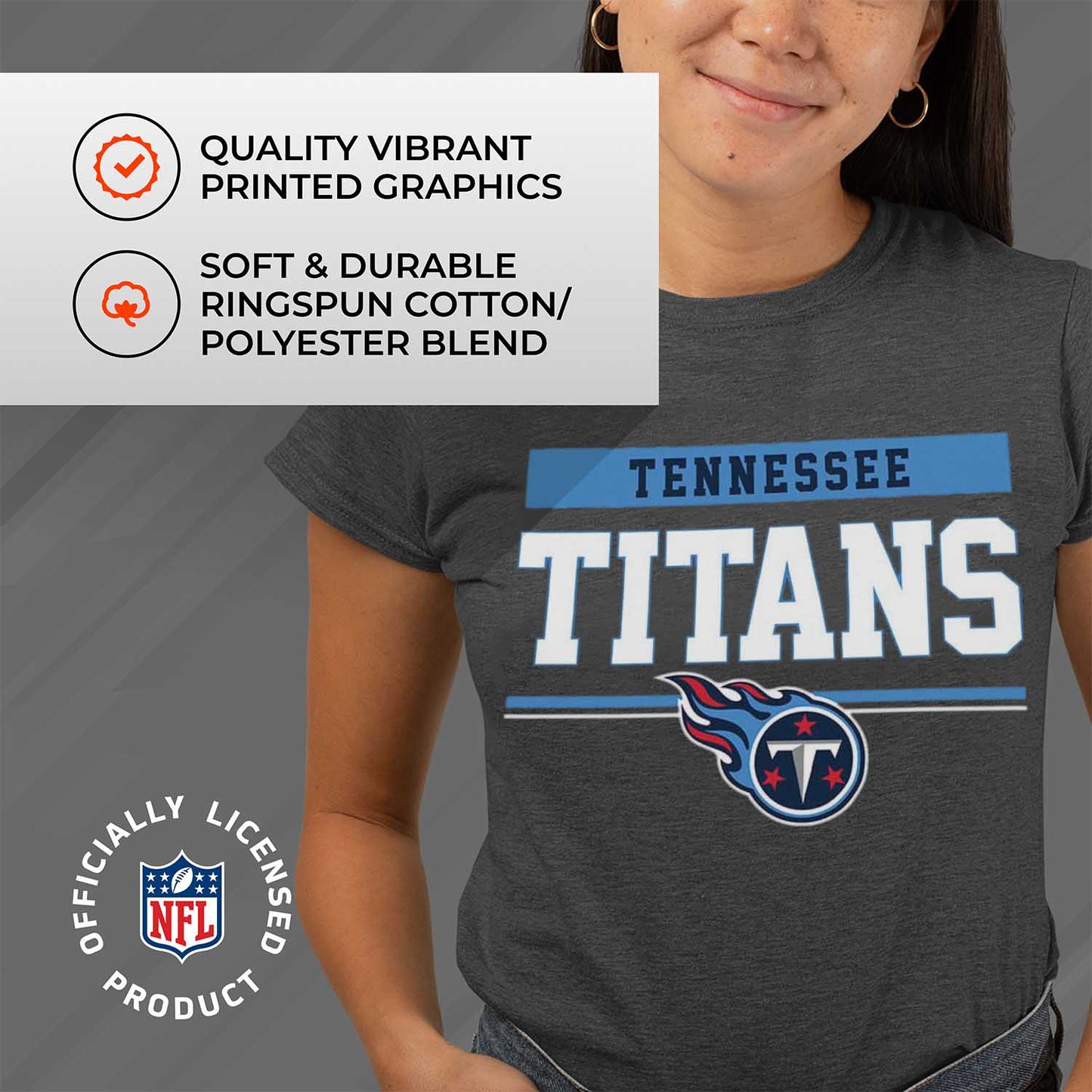 Tennessee Titans NFL Women's Team Block Plus Sized Relaxed Fit T-Shirt - Charcoal