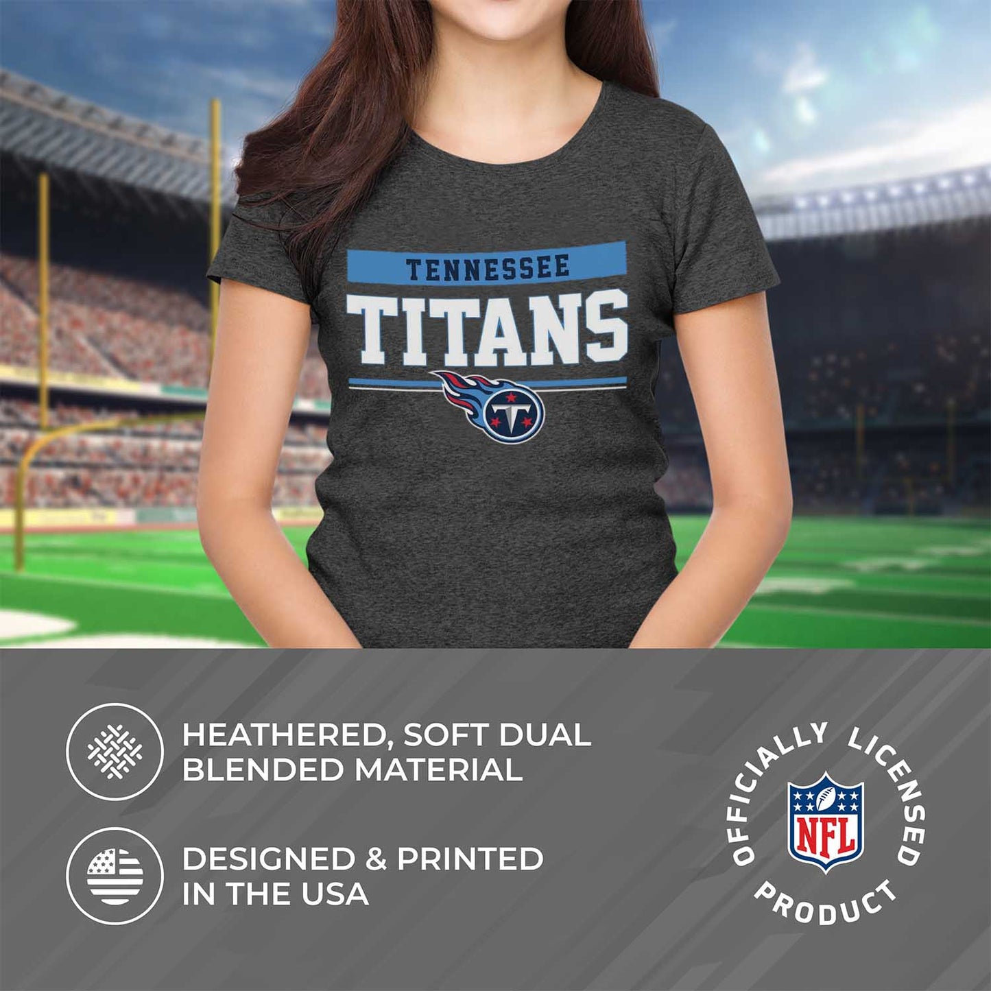 Tennessee Titans NFL Women's Team Block Plus Sized Relaxed Fit T-Shirt - Charcoal