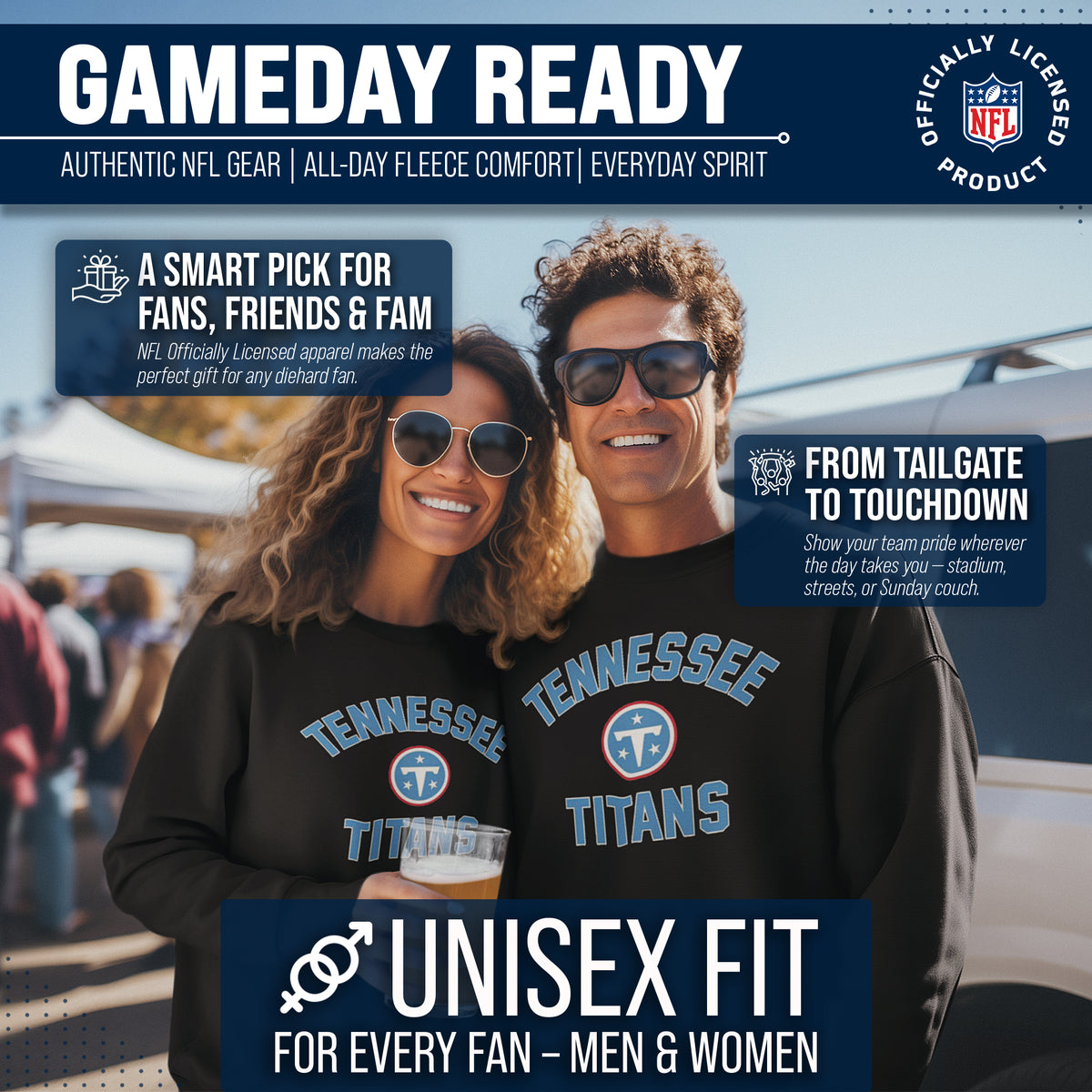 Tennessee Titans NFL Gameday Adult Crewneck Sweatshirt - Black
