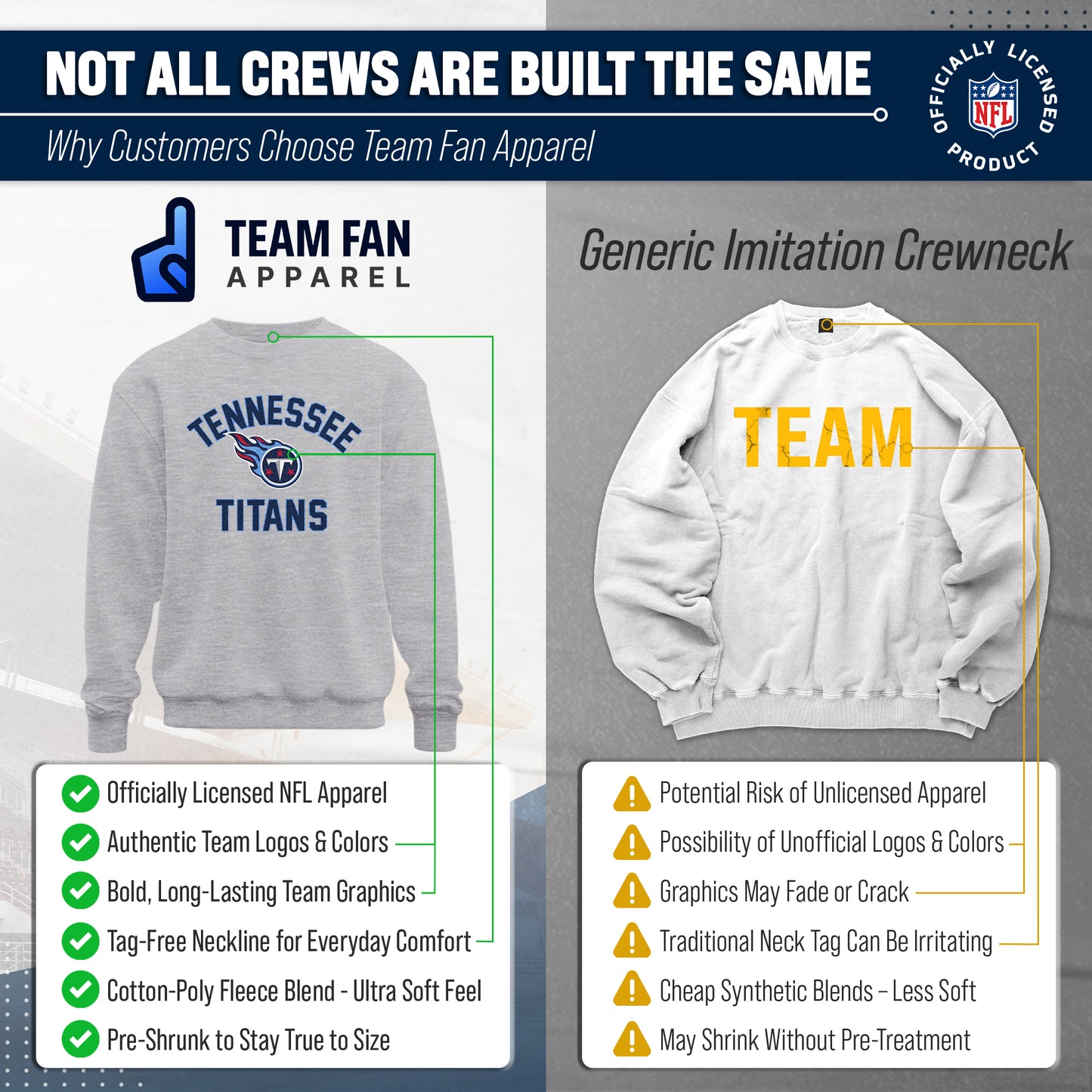 Tennessee Titans NFL Adult Gameday Football Crewneck Sweatshirt - Sport Gray