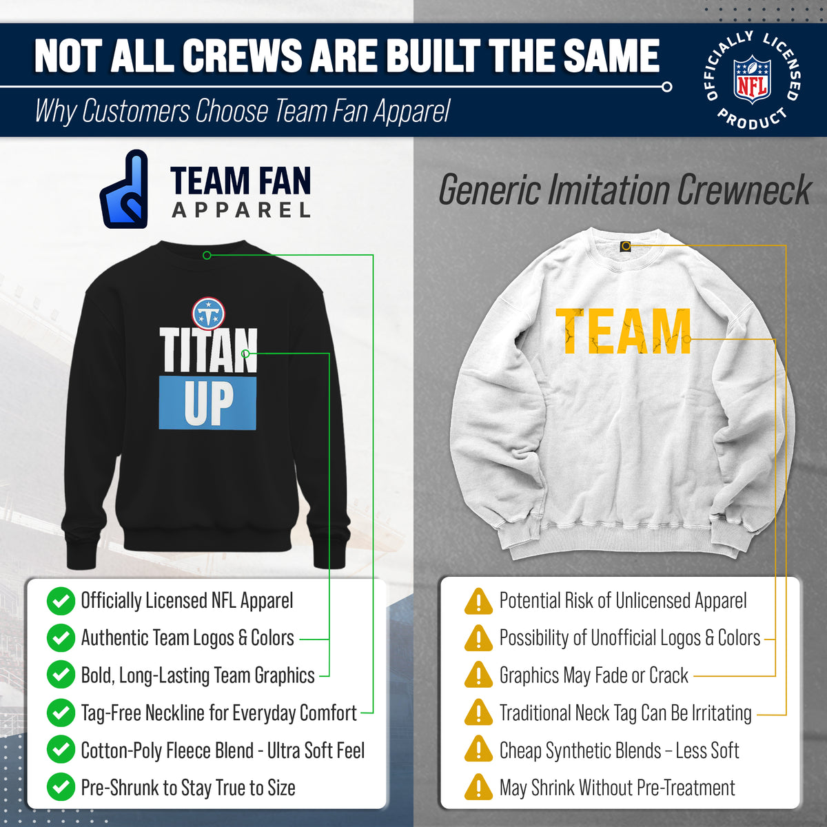 Tennessee Titans NFL Slogan Crewneck Sweatshirt - Black