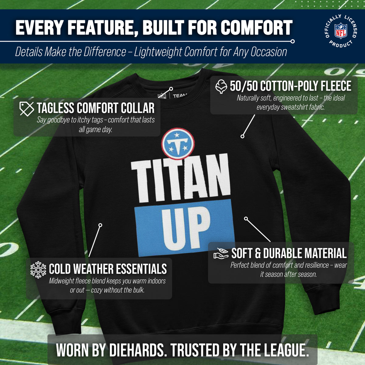 Tennessee Titans NFL Slogan Crewneck Sweatshirt - Black
