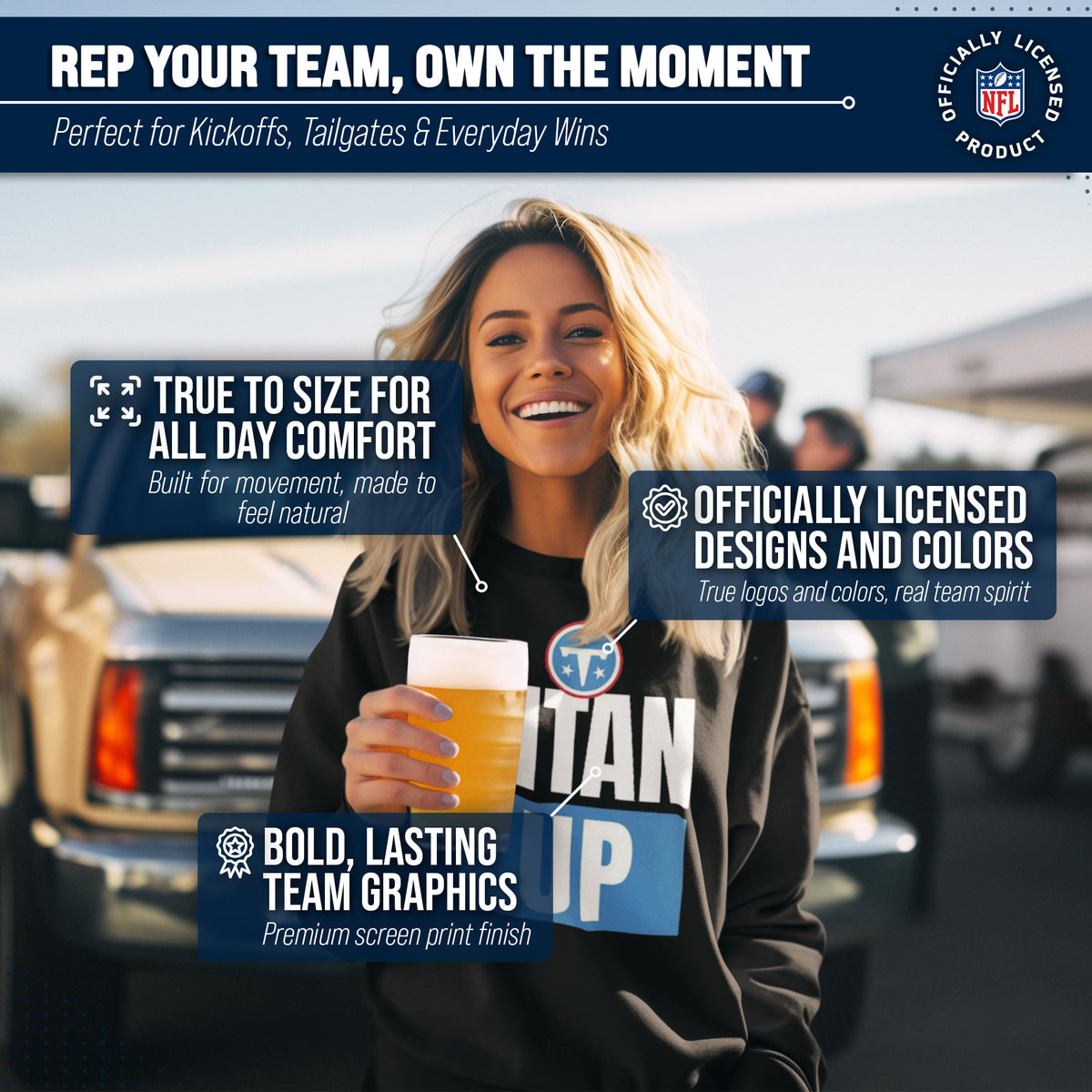 Tennessee Titans NFL Slogan Crewneck Sweatshirt - Black