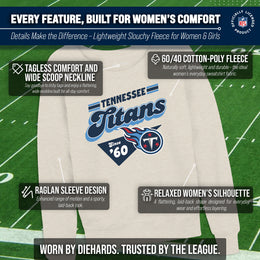 Tennessee Titans NFL Womens Vintage Charm French Terry Slouchy Top - Birch
