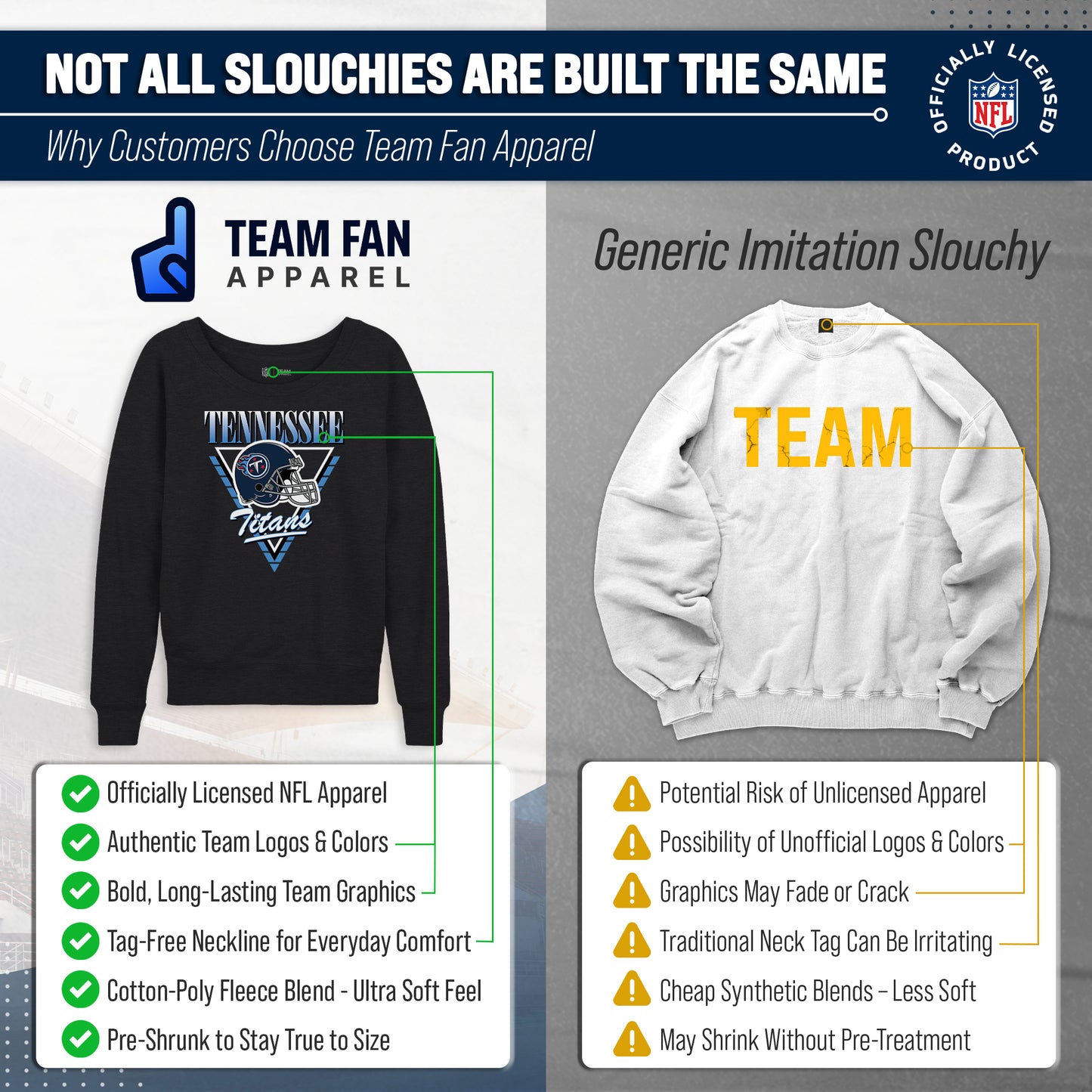 Tennessee Titans NFL Womens Retro Triangle French Terry Slouchy Top- Raglan Sleeves - Heather Charcoal