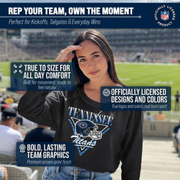 Tennessee Titans NFL Womens Retro Triangle French Terry Slouchy Top- Raglan Sleeves - Heather Charcoal