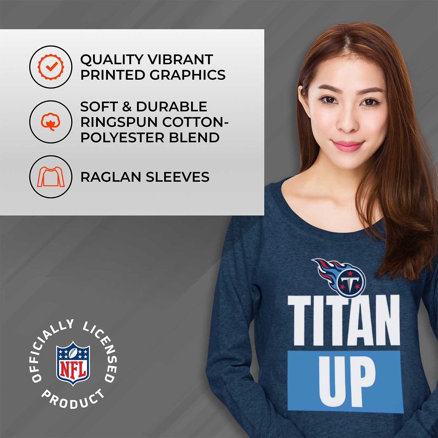 Tennessee Titans NFL Womens Plus Size Team Slogan Crew Neck - Navy