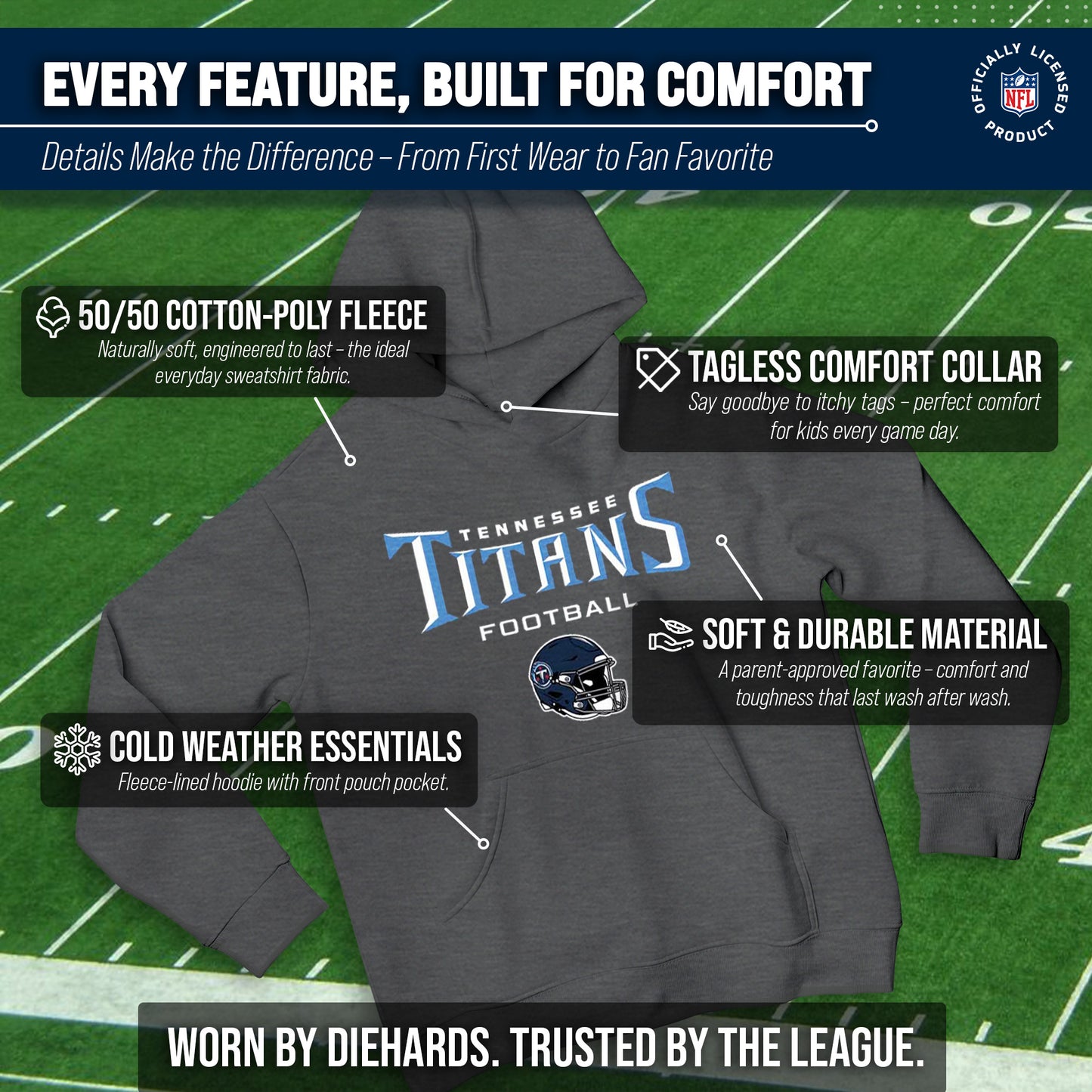 Tennessee Titans NFL Youth Football Helmet Hood - Charcoal