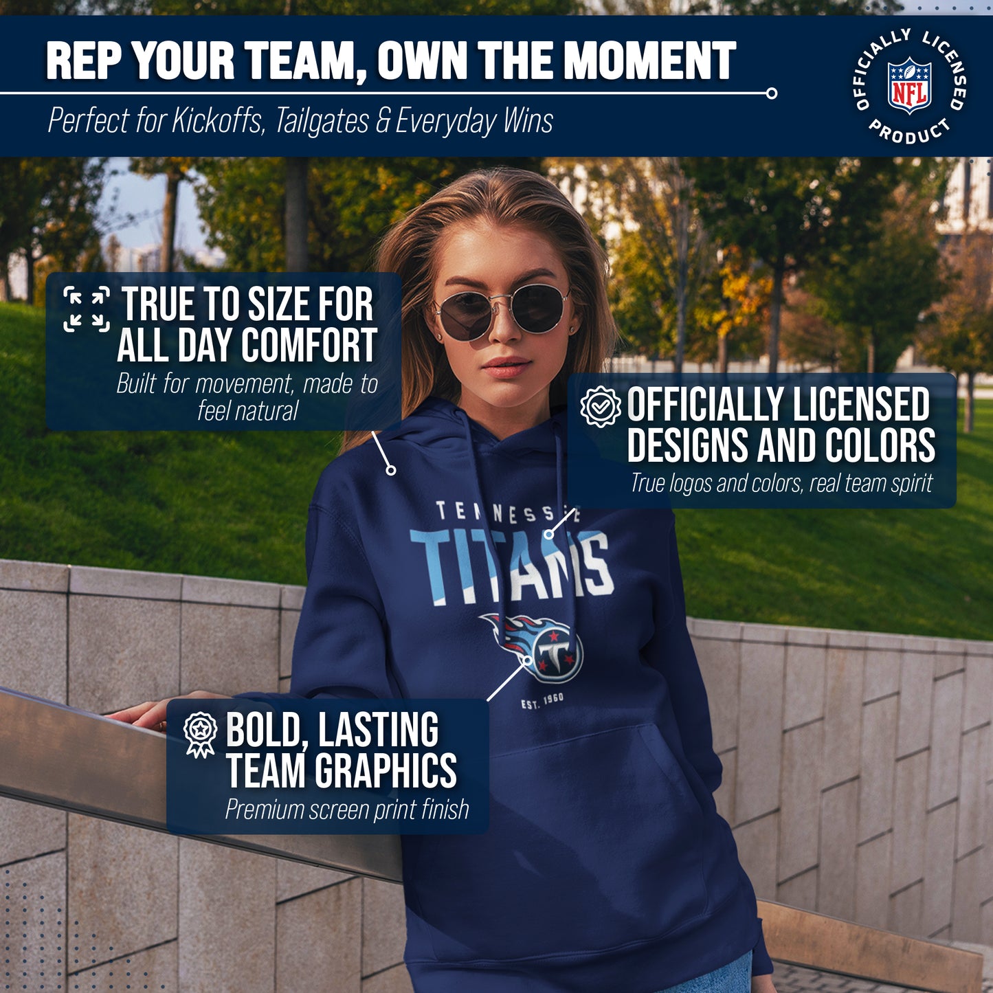 Tennessee Titans Adult NFL Diagonal Fade Fleece Hooded Sweatshirt - Navy