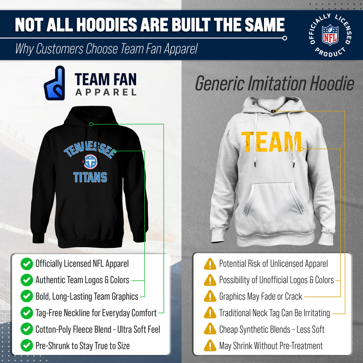 Tennessee Titans NFL Gameday Adult Hooded Sweatshirt - Black