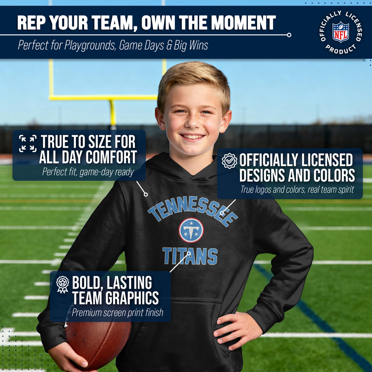Tennessee Titans NFL Youth Gameday Hooded Sweatshirt - Black