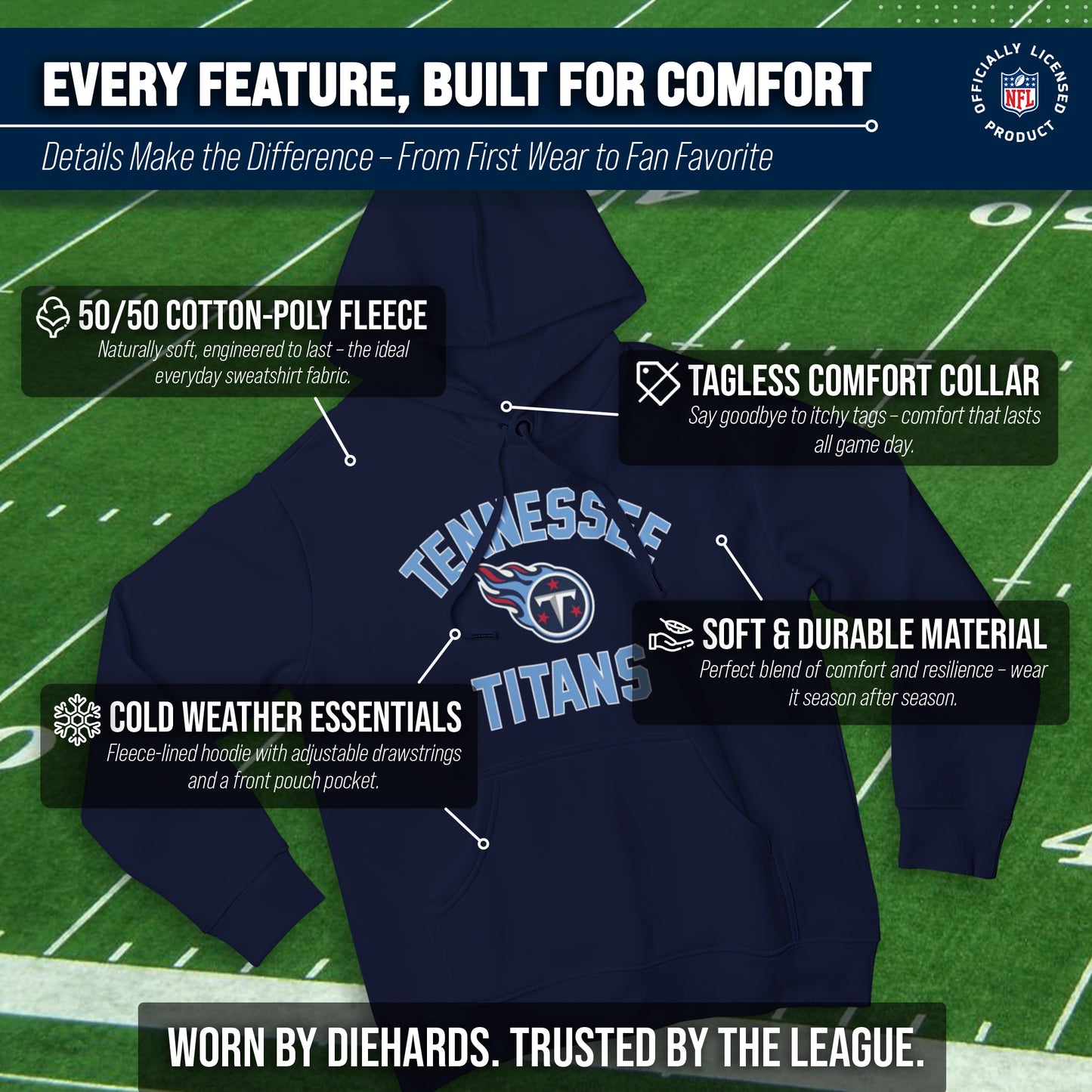 Tennessee Titans Team Fan Apparel NFL  Gameday Hoodie - Navy
