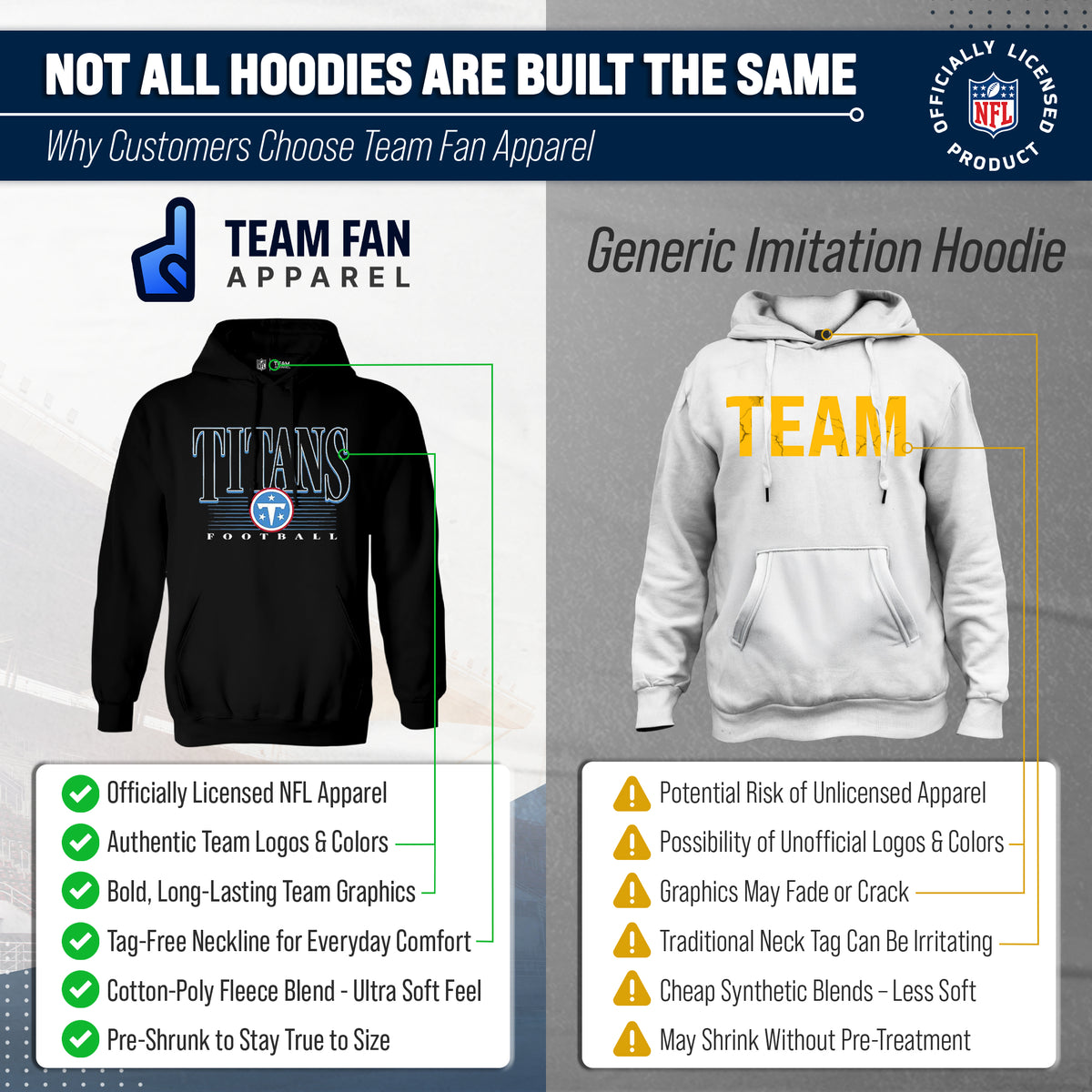 Tennessee Titans NFL Adult Unisex Overtime Blueprint Soft Fleece Hooded Sweatshirt - Black