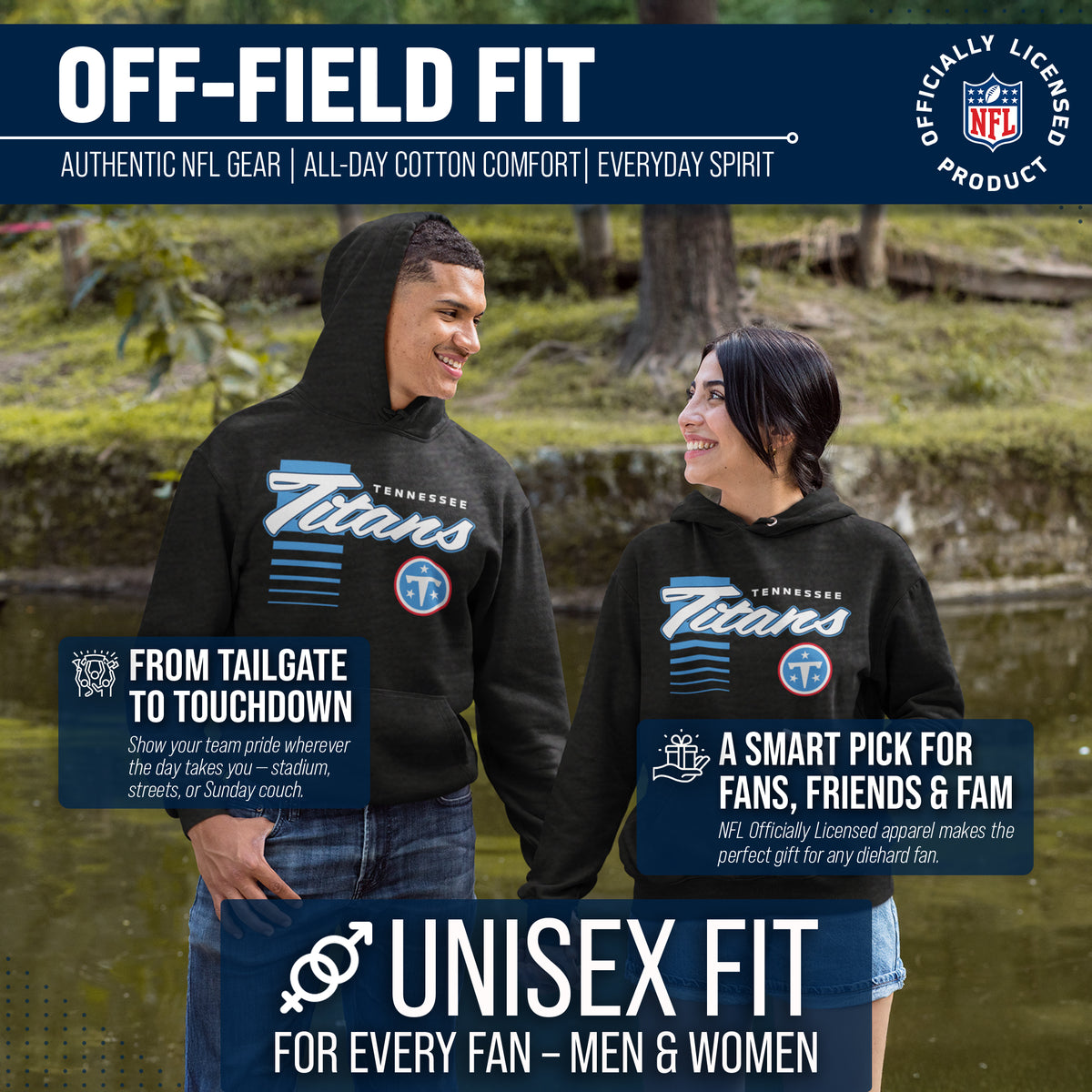 Tennessee Titans NFL Adult Unisex Retro Script Ultra Soft Fleece Hooded Sweatshirt - Heather Charcoal