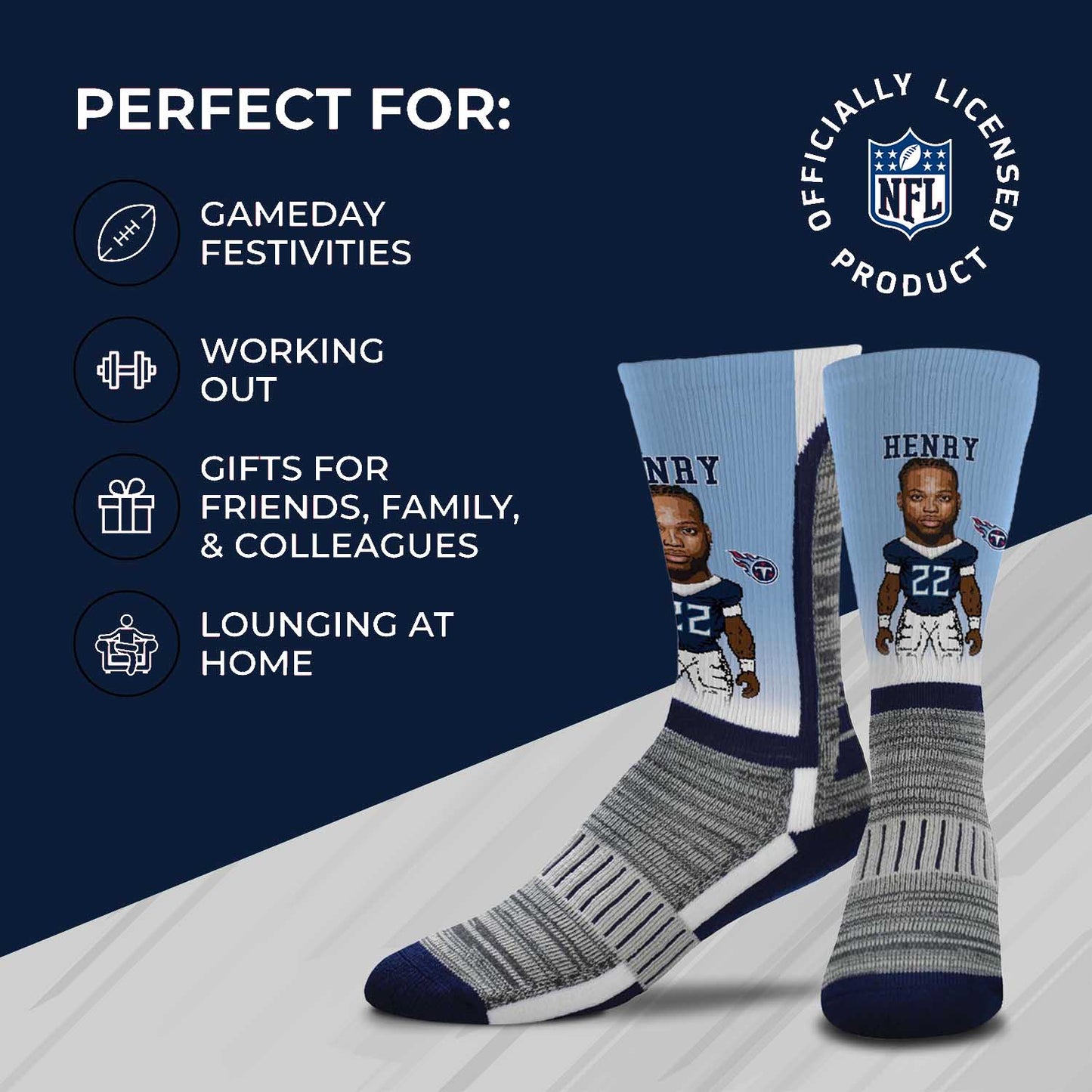 Tennessee Titans NFL Youth V Curve Socks - Light Blue #22
