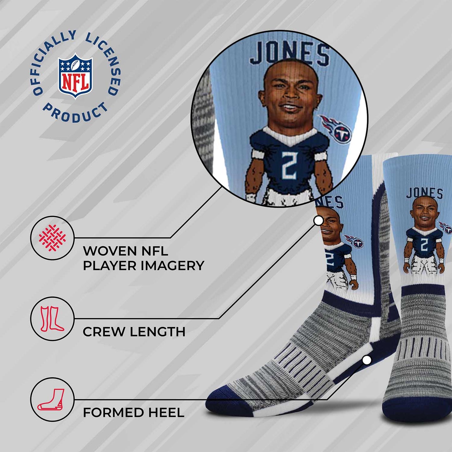 Tennessee Titans NFL Youth V Curve Socks - Light Blue
