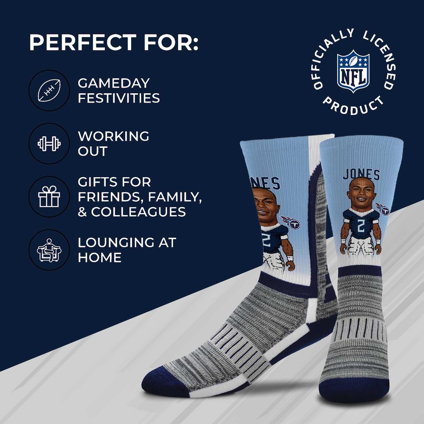 Tennessee Titans NFL Youth V Curve Socks - Light Blue