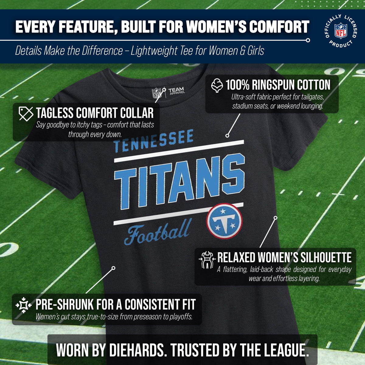 Tennessee Titans NFL Womens Relaxed Fit Tshirt - Black