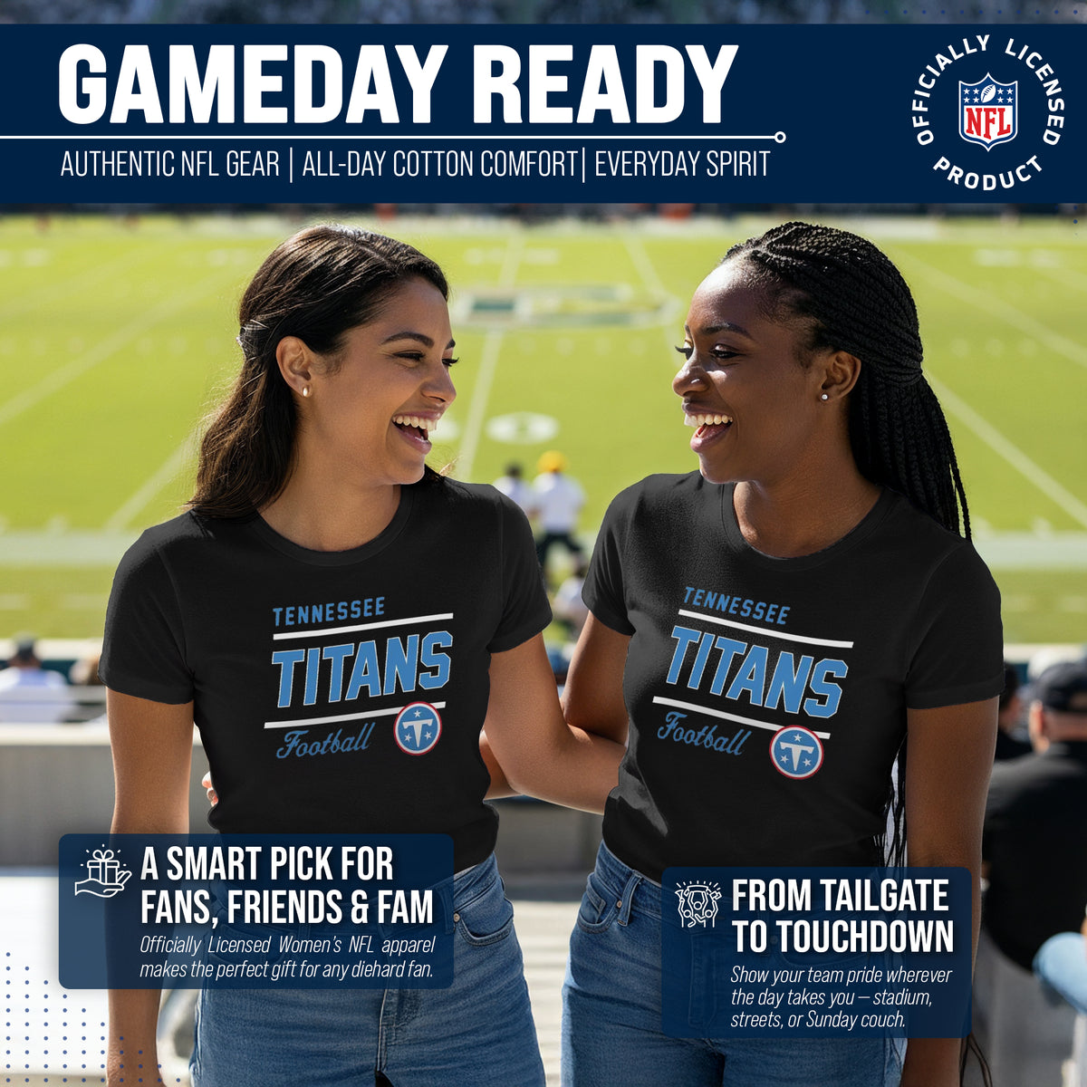 Tennessee Titans NFL Womens Relaxed Fit Tshirt - Black