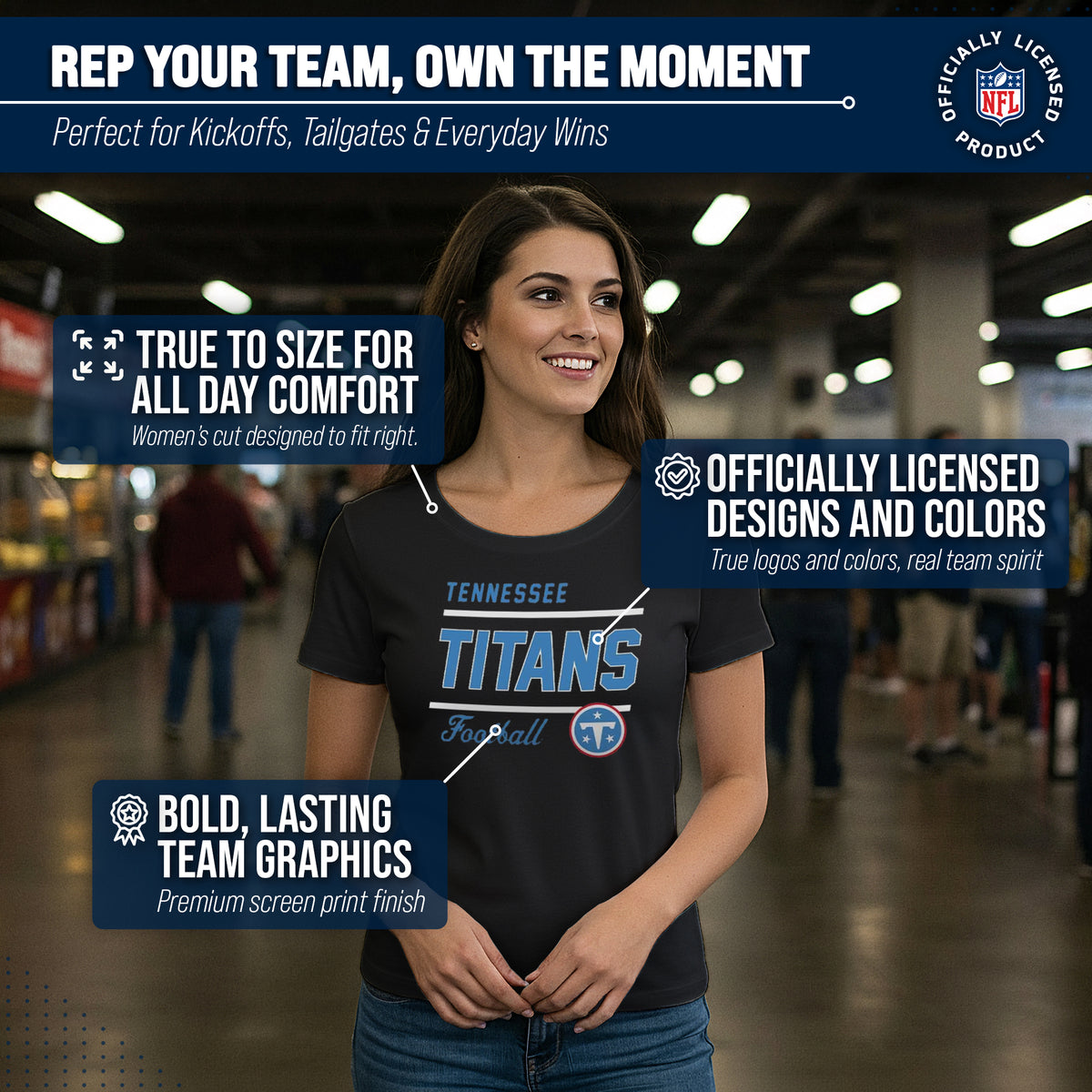 Tennessee Titans NFL Womens Relaxed Fit Tshirt - Black