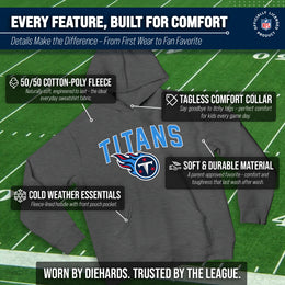 Tennessee Titans NFL Youth Home Team Hoodie- Kids Hooded Sweatshirt - Sport Gray