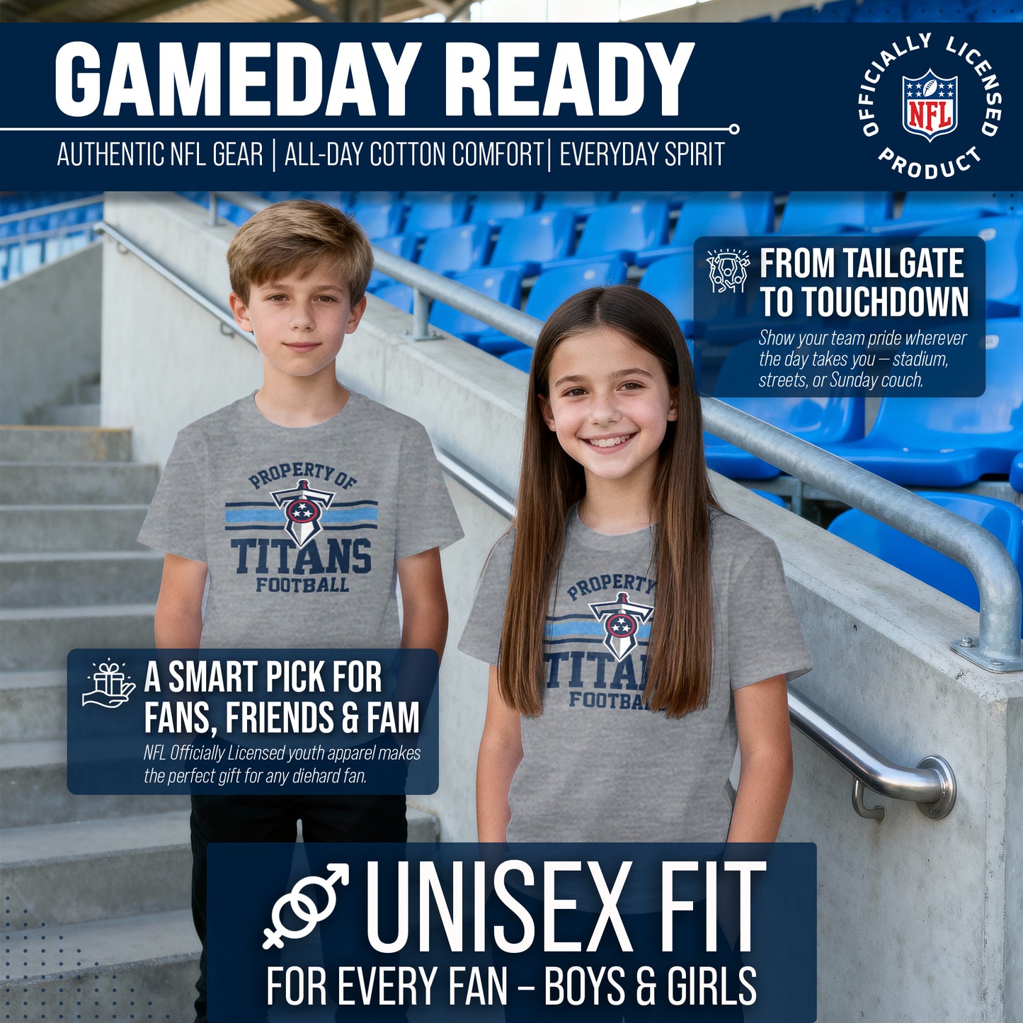 Tennessee Titans NFL Youth Property Of Short Sleeve Lightweight T Shirt - Sport Gray