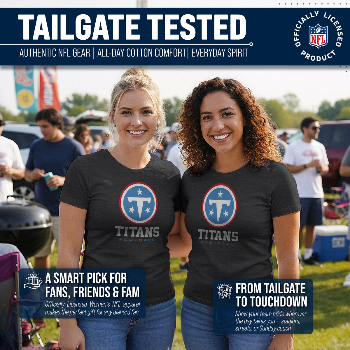 Tennessee Titans  Women's NFL Big Logo Cotton T-Shirt - Black
