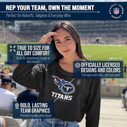 Tennessee Titans NFL Womens Ultimate Fan French Terry Slouchy Top- Raglan Sleeves - Charcoal